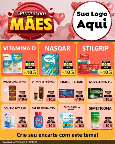 Modelo de Rede Social para Feed Instagram com o tema Semana das Mães para Farmácia