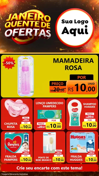 Modelo de Rede Social para Stories com o tema Janeiro Quente de Ofertas para Bebês