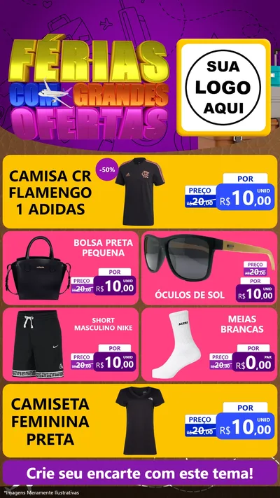Modelo de TV para TV Vertical com o tema Férias com Grandes Ofertas para Roupas e acessórios
