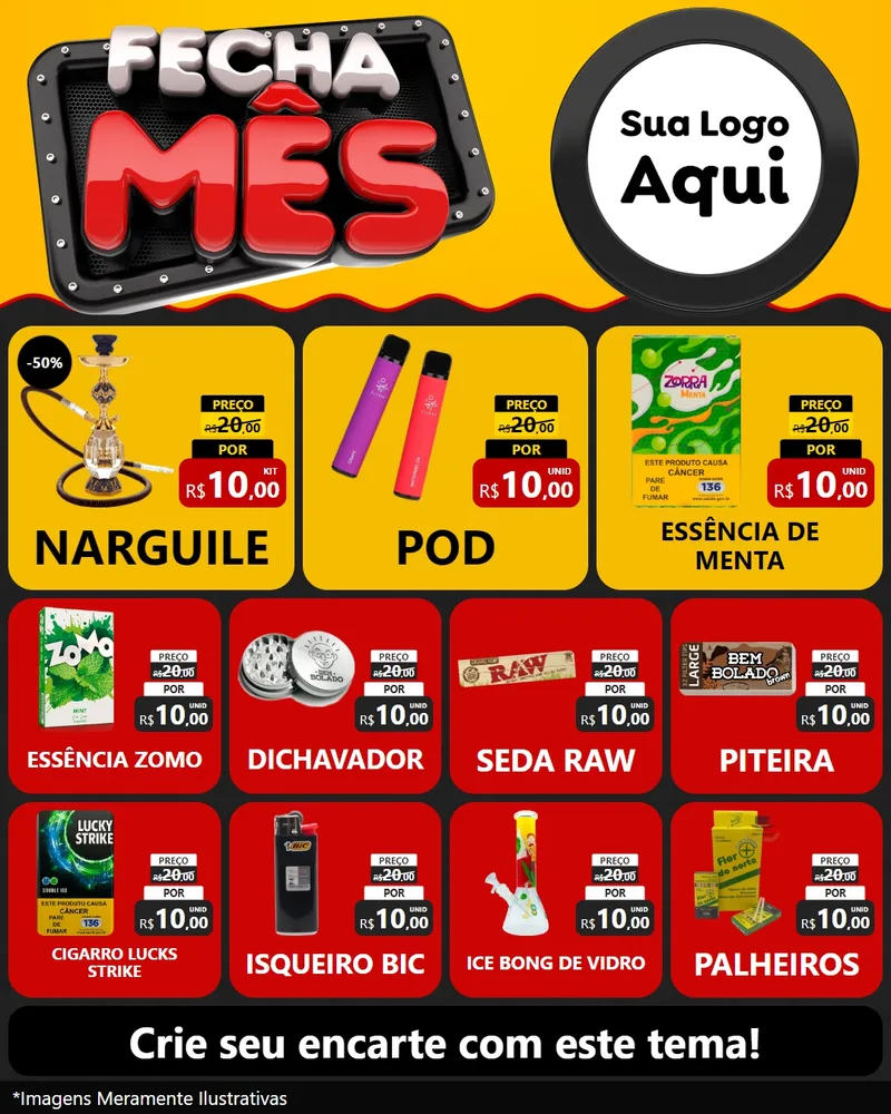 Modelo de Rede Social para Feed Instagram com o tema Fecha Mês para Tabacaria