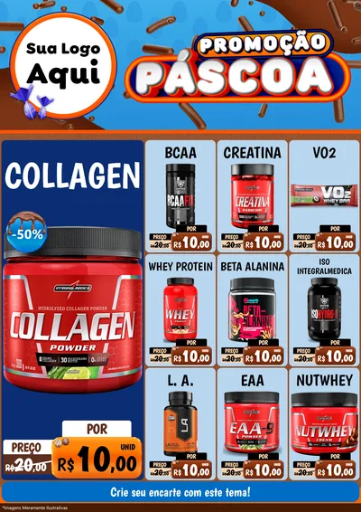 Modelo de Encarte para Encarte A4 Vertical com o tema Promoção Páscoa para Suplementos alimentares