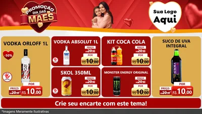 Modelo de TV para TV Horizontal com o tema Promoção Dia das Mães para Distribuidora de bebidas