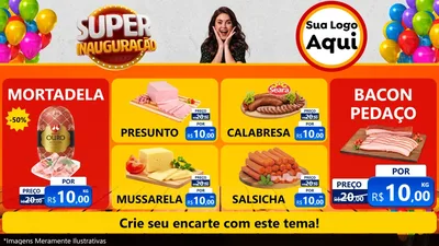Modelo de TV para TV Horizontal com o tema Super Inauguração para Frios e Laticínios