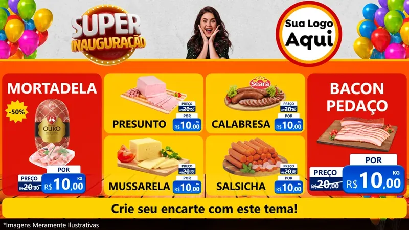 Modelo de TV para TV Horizontal com o tema Super Inauguração para Frios e Laticínios