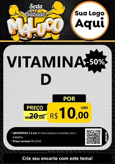 Modelo de Cartaz para Cartaz A4 Vertical com o tema Sexta e Sábado Maluco para Farmácia