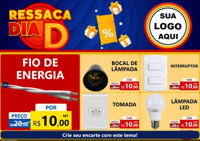 Modelo de Encarte para Encarte A4 Horizontal com o tema Ressaca Dia D para Materiais Elétricos