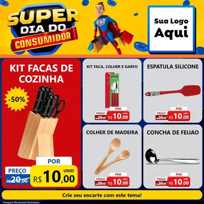 Modelo de Rede Social para Feed Facebook com o tema Super Dia do Consumidor para Utilidades Domésticas