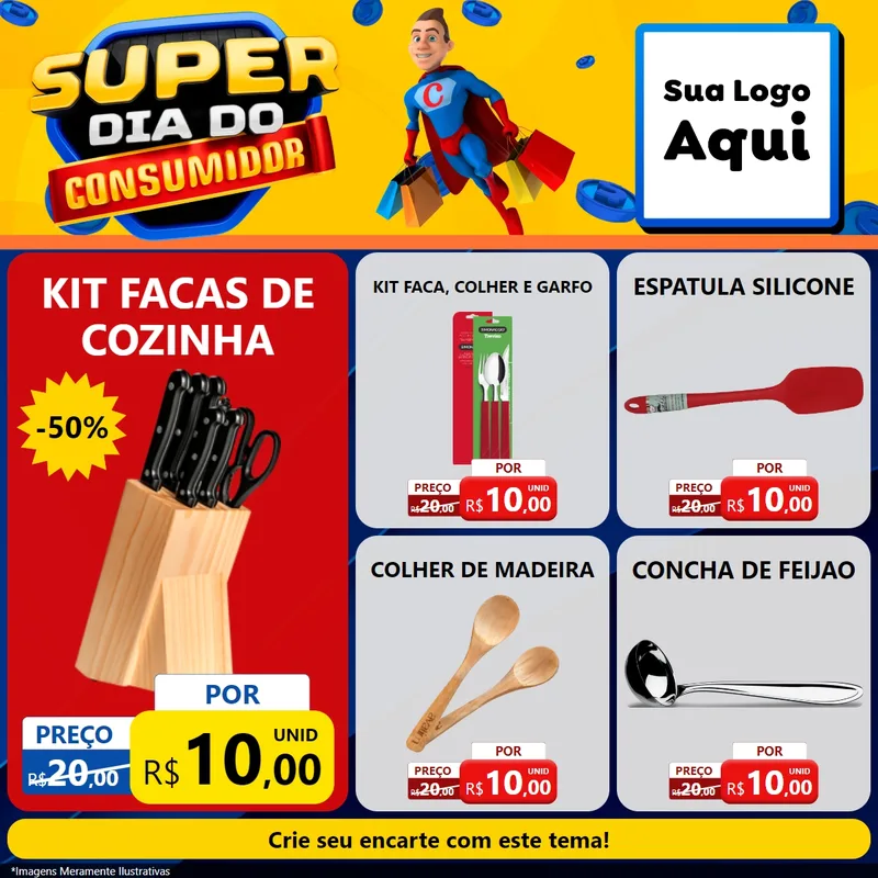 Modelo de Rede Social para Feed Facebook com o tema Super Dia do Consumidor para Utilidades Domésticas