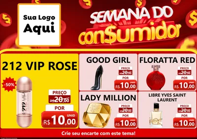Modelo de Encarte para Encarte A4 Horizontal com o tema Semana do Consumidor para Perfumes
