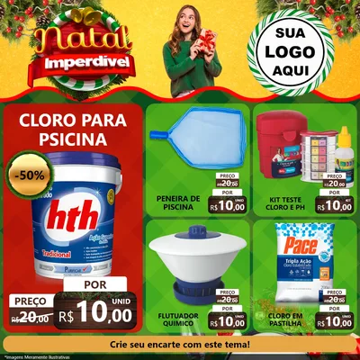 Modelo de Rede Social para Feed Facebook com o tema Natal Imperdível para Produtos para Piscina