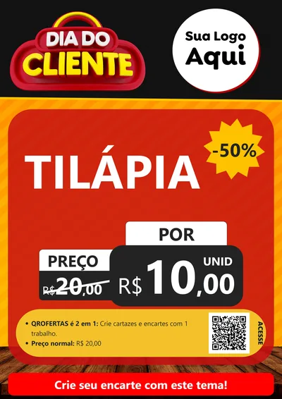 Modelo de Cartaz para Cartaz A4 Vertical com o tema Dia do Cliente para Peixaria