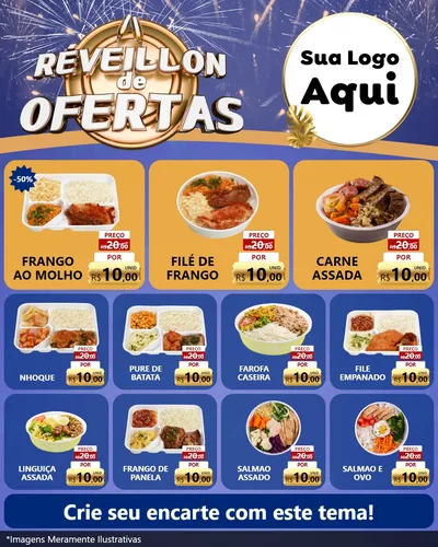 Modelo de Rede Social para Feed Instagram com o tema Réveillon de Ofertas para Restaurante
