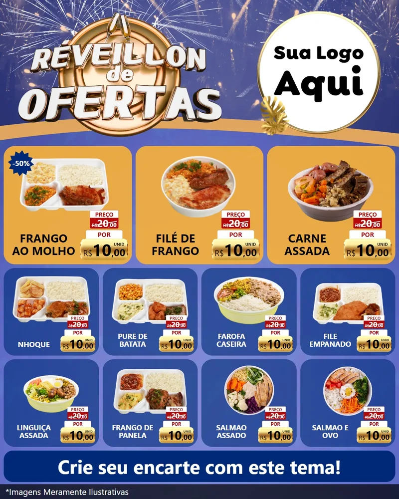 Modelo de Rede Social para Feed Instagram com o tema Réveillon de Ofertas para Restaurante