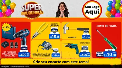 Modelo de TV para TV Horizontal com o tema Super Inauguração para Maquinas e Ferramentas