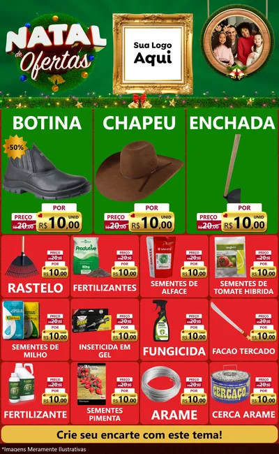 Modelo de Encarte para Encarte Grande com o tema Natal de Ofertas para Agropecuária