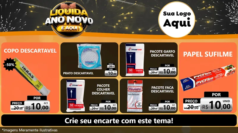 Modelo de TV para TV Horizontal com o tema Liquida Ano Novo É Aqui! para Embalagens