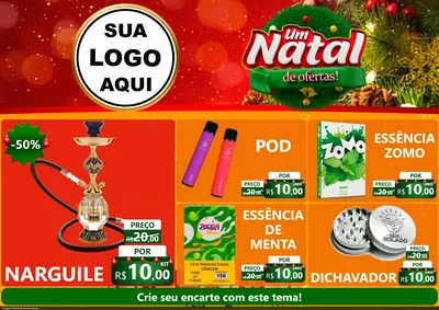 Modelo de Encarte para Encarte A4 Horizontal com o tema Um Natal de Ofertas para Tabacaria
