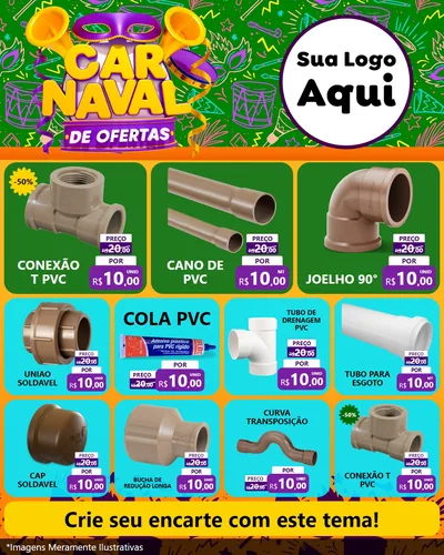Modelo de Rede Social para Feed Instagram com o tema Carnaval de Ofertas para Tubos e conexões