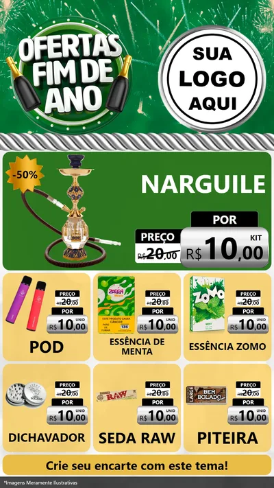 Modelo de Rede Social para Stories com o tema Ofertas Fim de Ano para Tabacaria