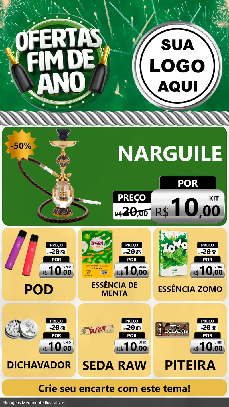 Modelo de Rede Social para Stories com o tema Ofertas Fim de Ano para Tabacaria