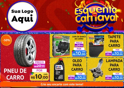 Modelo de Encarte para Encarte A4 Horizontal com o tema Esquenta de Carnaval para Auto peças