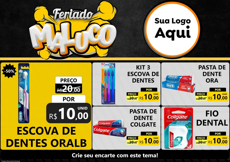Modelo de Encarte para Encarte A4 Horizontal com o tema Feriado Maluco para Higiene Pessoal