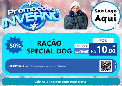 Modelo de Cartaz para Cartaz A4 Horizontal com o tema Promoções de Inverno para Pet Shop