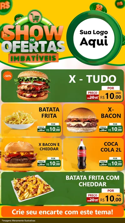 Modelo de TV para TV Vertical com o tema Show de Ofertas Imbatíveis para Hamburgueria