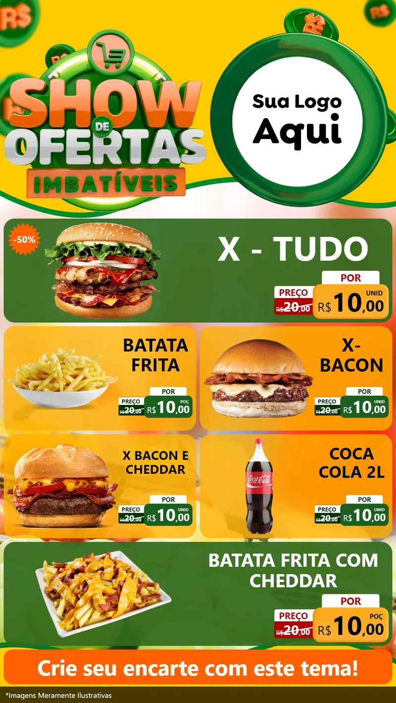 Modelo de TV para TV Vertical com o tema Show de Ofertas Imbatíveis para Hamburgueria