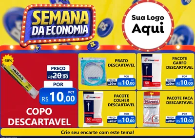 Modelo de Encarte para Encarte A4 Horizontal com o tema Semana da Economia para Embalagens