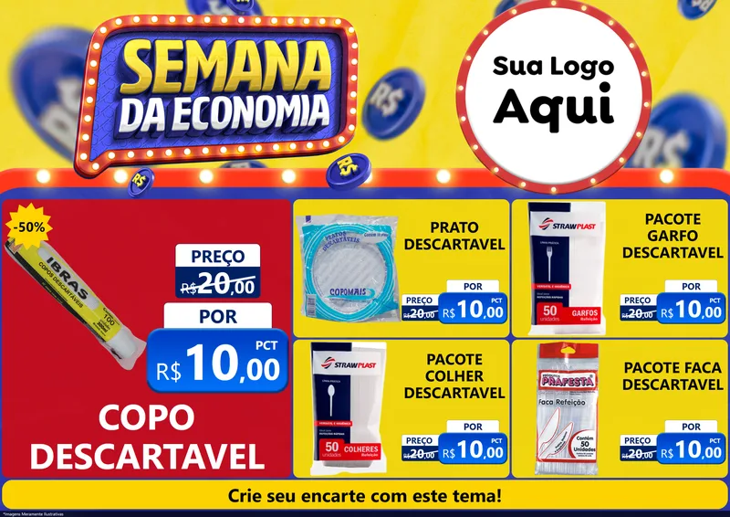 Modelo de Encarte para Encarte A4 Horizontal com o tema Semana da Economia para Embalagens