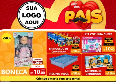 Modelo de Encarte para Encarte A4 Horizontal com o tema Mês Dos Pais para Brinquedos