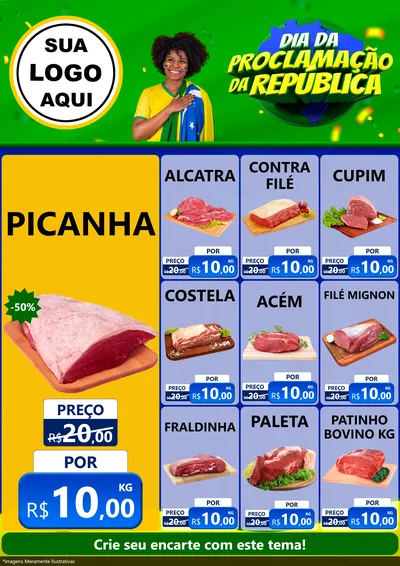 Modelo de Encarte para Encarte A4 Vertical com o tema Dia Da Proclamação Da República para Açougue