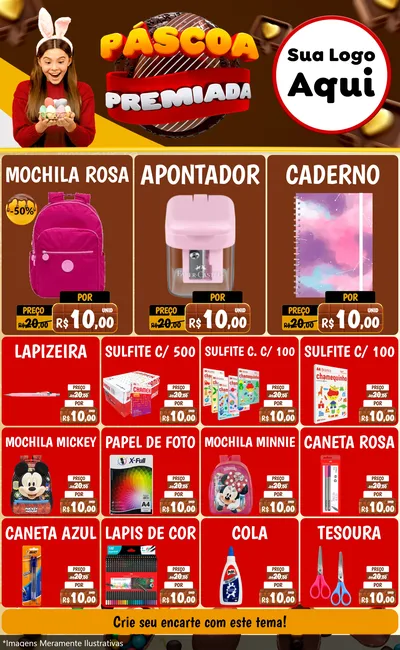 Modelo de Encarte para Encarte Grande com o tema Páscoa Premiada para Papelaria