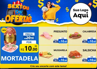 Modelo de Encarte para Encarte A4 Horizontal com o tema Sextou de Ofertas para Frios e Laticínios