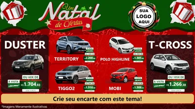 Modelo de TV para TV Horizontal com o tema Um Natal de Ofertas para Concessionaria de Carros