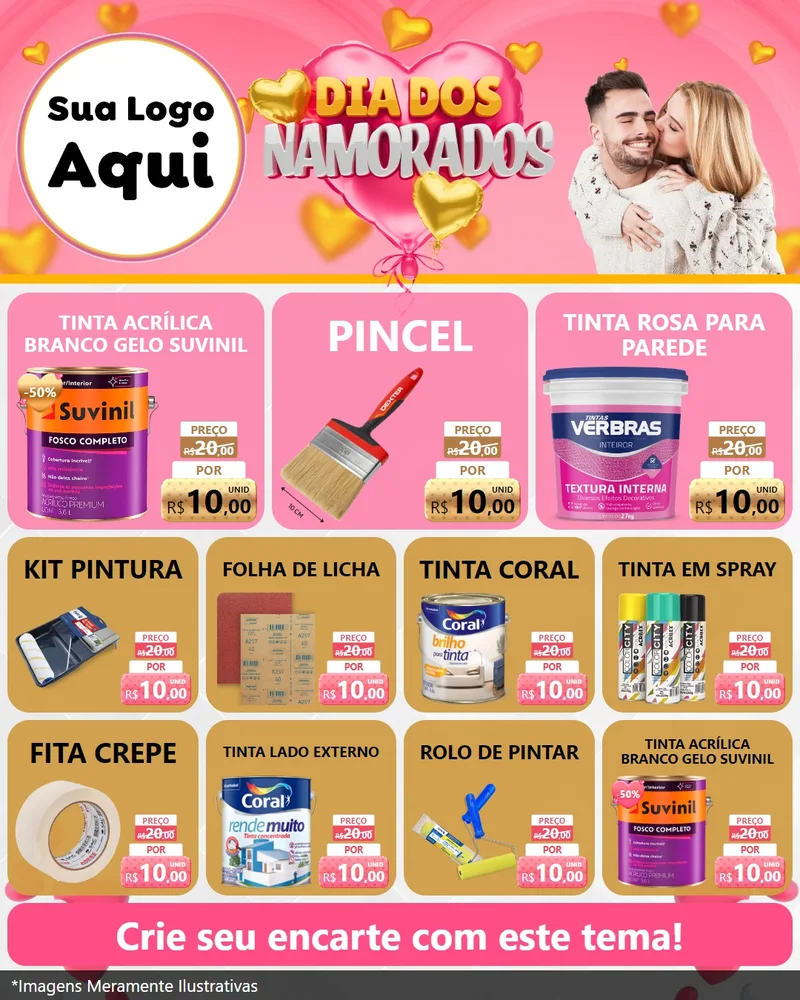 Modelo de Rede Social para Feed Instagram com o tema Dia dos Namorados para Tintas e Ferramentas