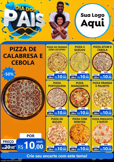 Modelo de Encarte para Encarte A4 Vertical com o tema Dia dos Pais para Pizzaria