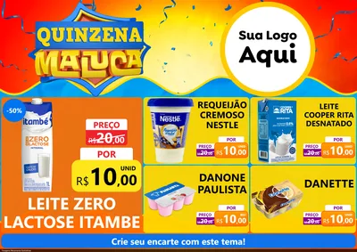 Modelo de Encarte para Encarte A4 Horizontal com o tema Quinzena Maluca para Frios e Laticínios