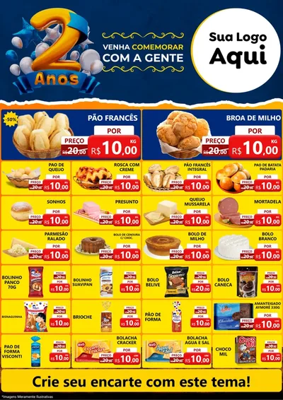 Modelo de Encarte para Encarte A4 Vertical com o tema Aniversário de 2 anos para Padaria