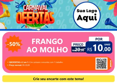 Modelo de Cartaz para Cartaz A4 Horizontal com o tema Carnaval de Ofertas para Restaurante