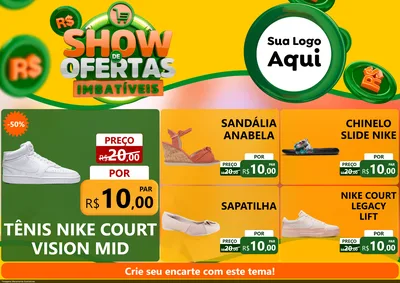 Modelo de Encarte para Encarte A4 Horizontal com o tema Show de Ofertas Imbatíveis para Calçados