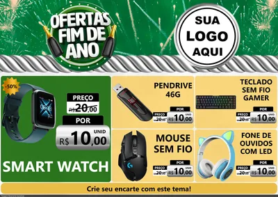 Modelo de Encarte para Encarte A4 Horizontal com o tema Ofertas Fim de Ano para Informática