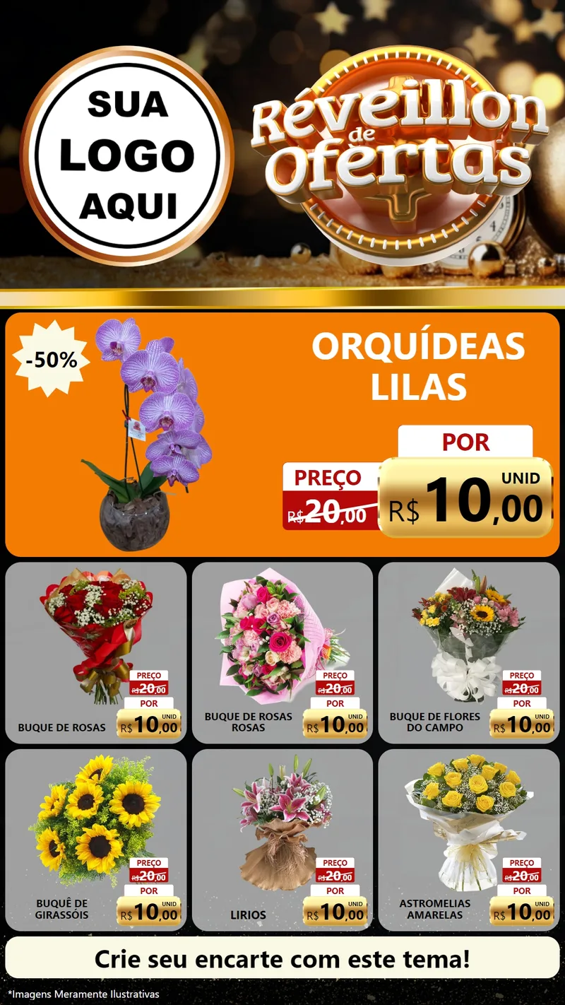 Modelo de Rede Social para Stories com o tema Réveillon de Ofertas para Floricultura e jardim