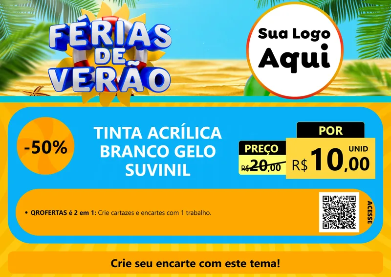 Modelo de Cartaz para Cartaz A4 Horizontal com o tema Férias de Verão para Tintas e Ferramentas