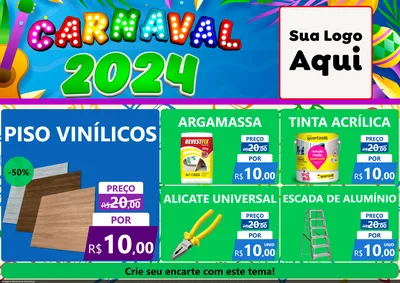 Modelo de Encarte para Encarte A4 Horizontal com o tema Carnaval 2027 para Material para Construção
