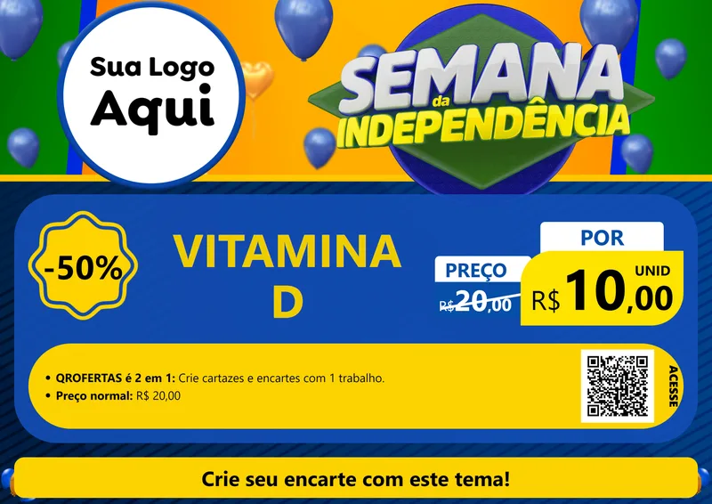 Modelo de Cartaz para Cartaz A4 Horizontal com o tema Semana da Independência para Farmácia