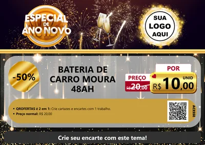 Modelo de Cartaz para Cartaz A4 Horizontal com o tema Especial de Ano Novo para Baterias Elétricas