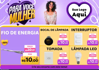 Modelo de Encarte para Encarte A4 Horizontal com o tema Para Você, Mulher para Materiais Elétricos