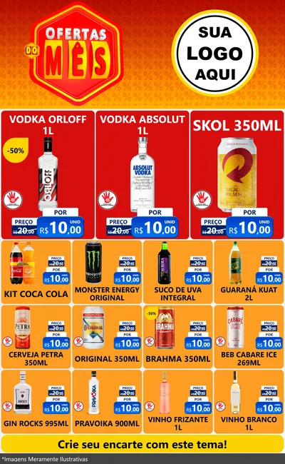 Modelo de Encarte para Encarte Grande com o tema Ofertas do Mês para Distribuidora de bebidas